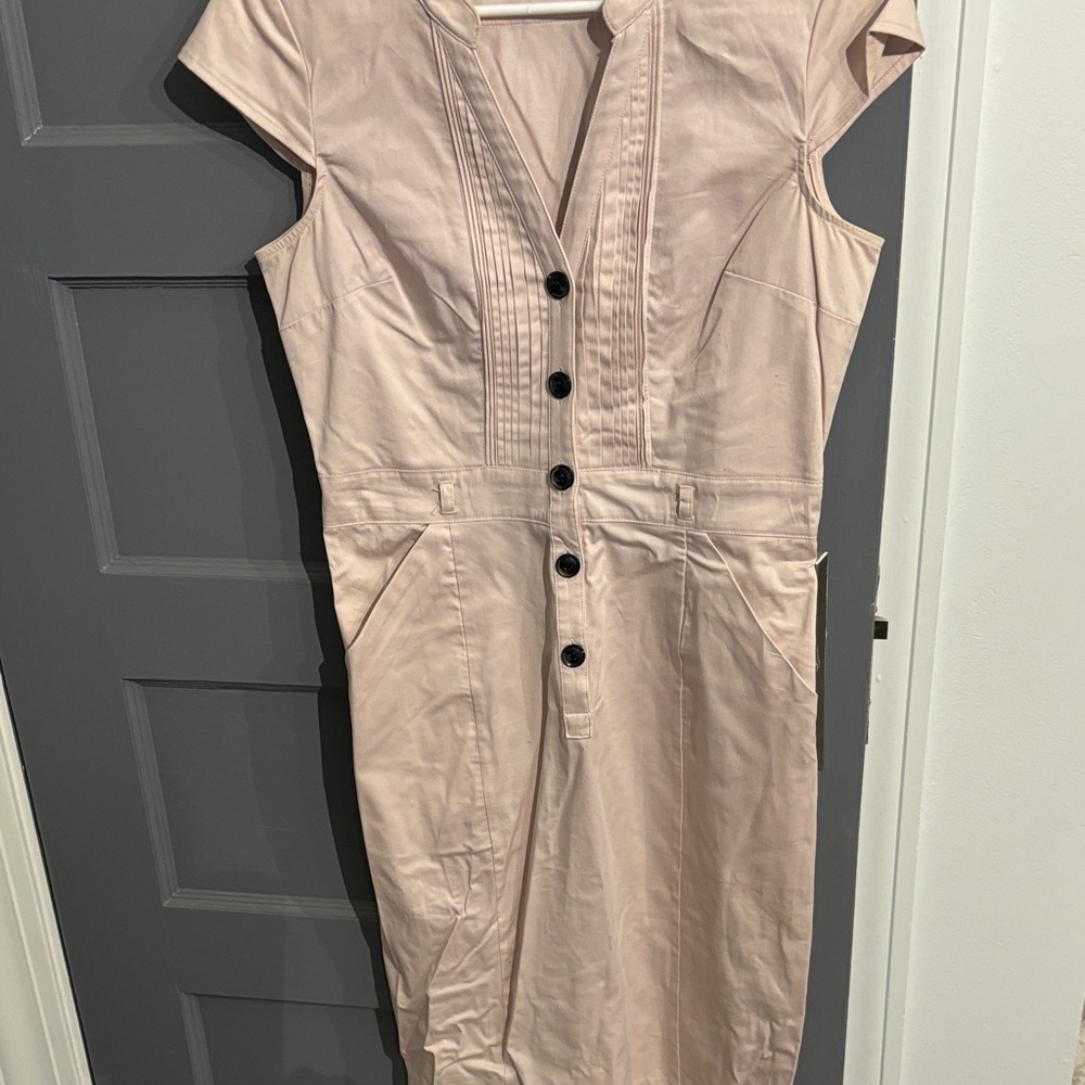 H&M Light Pink Midi Dress with Buttons